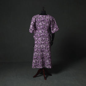 Purple - Hand Block Batik Print Cotton Kaftan (Long) 28