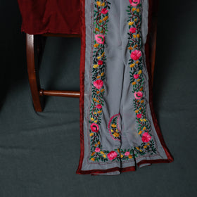 Hand Embroidered Georgette 3pc Unstitched Dress Material Suit Set 36