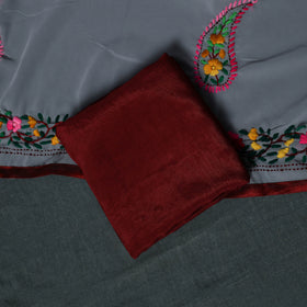 Hand Embroidered Georgette 3pc Unstitched Dress Material Suit Set 36