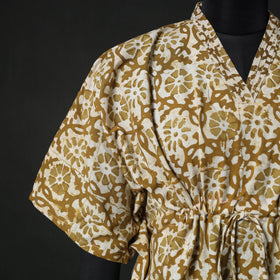 Brown - Hand Block Batik Print Cotton Kaftan (Long) 29