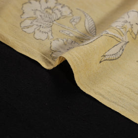 Yellow - Pure Handwoven Merino Wool Fabric in Akola Block Prints 24