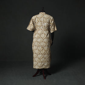 Brown - Hand Block Batik Print Cotton Kaftan (Long) 29