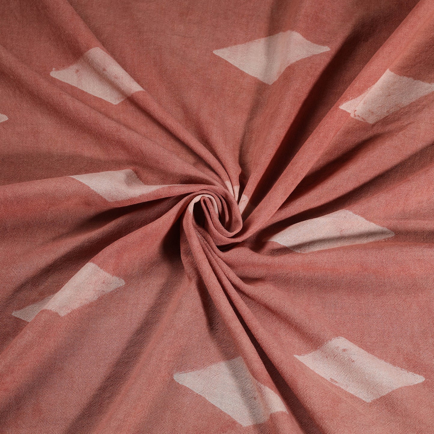 Pink - Pure Handwoven Merino Wool Fabric in Akola Block Prints 23