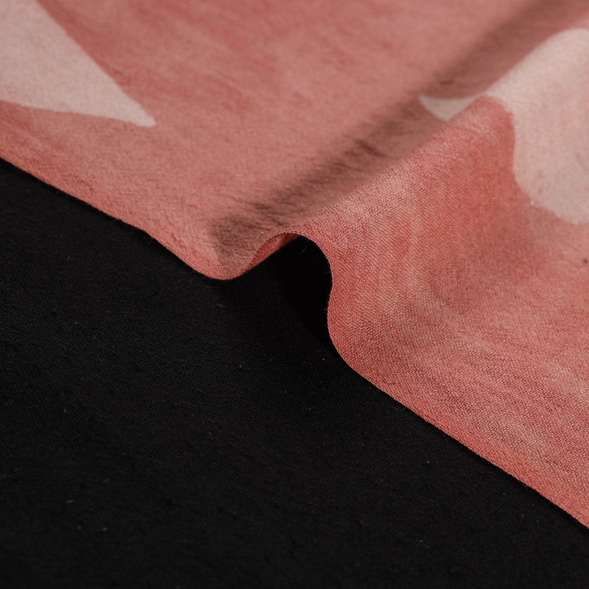 Pink - Pure Handwoven Merino Wool Fabric in Akola Block Prints 23