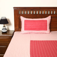 Pink - Jacquard Patchwork Cotton Double Bed Cover with Pillow Covers (108 x 83 in) 03