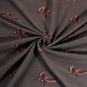 Grey - Pure Handwoven Merino Wool Fabric in Akola Block Prints 22