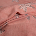 Pink - Pure Handwoven Merino Wool Fabric in Akola Block Prints 21