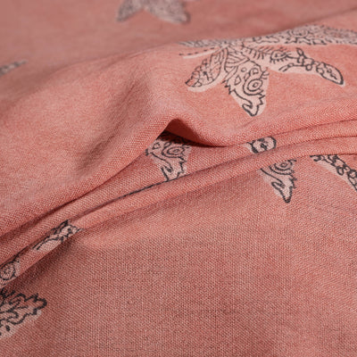 Pink - Pure Handwoven Merino Wool Fabric in Akola Block Prints 21