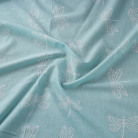 Blue Block Print Cotton Sanganeri Fabric