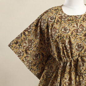  Yellow Kalamkari Block Print Cotton Kaftan