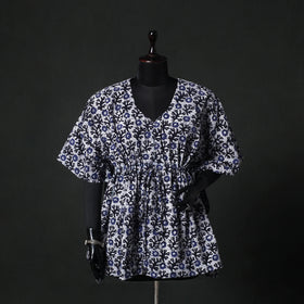 Blue - Hand Block Batik Print Cotton Kaftan (Short) 30