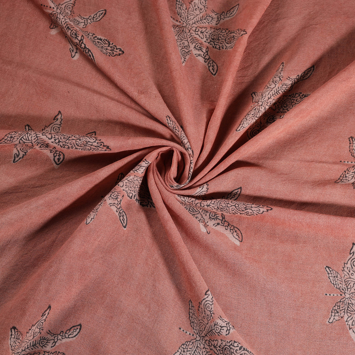 Pink - Pure Handwoven Merino Wool Fabric in Akola Block Prints 21