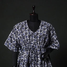 Blue - Hand Block Batik Print Cotton Kaftan (Short) 30