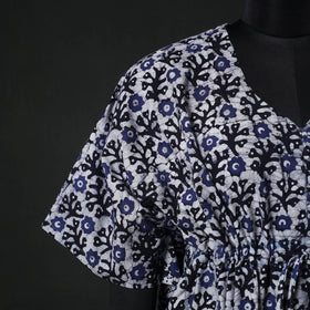 Blue - Hand Block Batik Print Cotton Kaftan (Short) 30