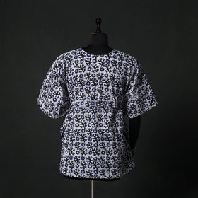 Blue - Hand Block Batik Print Cotton Kaftan (Short) 30