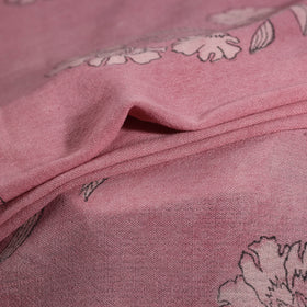 Pink - Pure Handwoven Merino Wool Fabric in Akola Block Prints 19