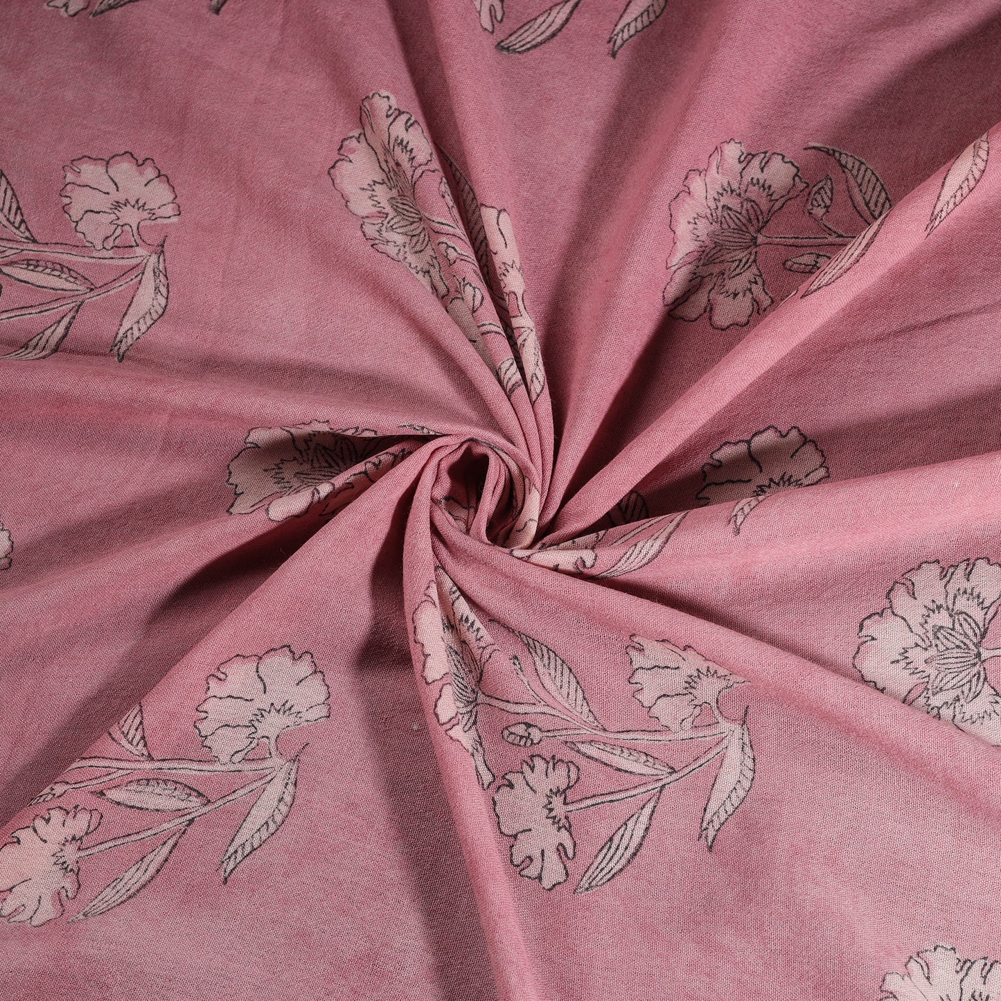 Pink - Pure Handwoven Merino Wool Fabric in Akola Block Prints 19