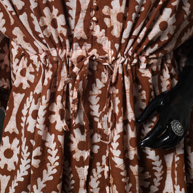 Brown - Hand Block Batik Print Cotton Kaftan (Short) 34