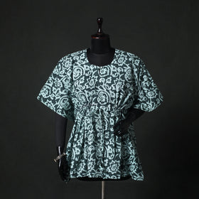 Green - Hand Block Batik Print Cotton Kaftan (Short) 33