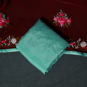 Hand Embroidered Georgette 3pc Unstitched Dress Material Suit Set 38