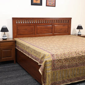 Buy Pedana Kalamkari Block Printed Cotton Double Bed Cover (111 x 91 in) 01 Online at iTokri.com
