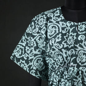 Green - Hand Block Batik Print Cotton Kaftan (Short) 33
