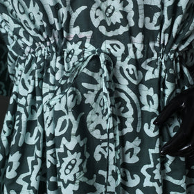 Green - Hand Block Batik Print Cotton Kaftan (Short) 33