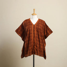 Buy Orange Bagh Block Print Cotton Kaftan
