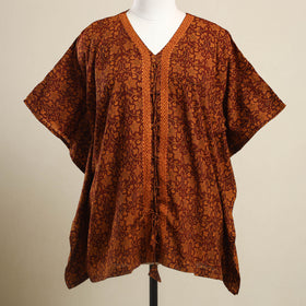 Buy Orange Bagh Block Print Cotton Kaftan