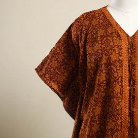 Buy Orange Bagh Block Print Cotton Kaftan