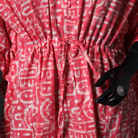 Pink - Hand Block Batik Print Cotton Kaftan (Short) 32