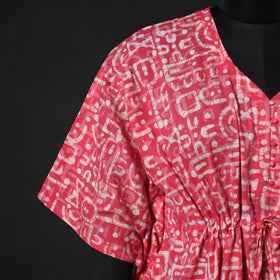 Pink - Hand Block Batik Print Cotton Kaftan (Short) 32