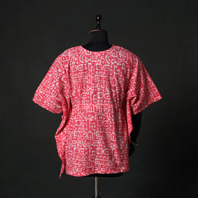 Pink - Hand Block Batik Print Cotton Kaftan (Short) 32