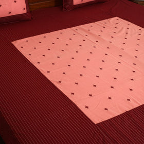 Maroon - jacquard patchwork cotton double bed cover