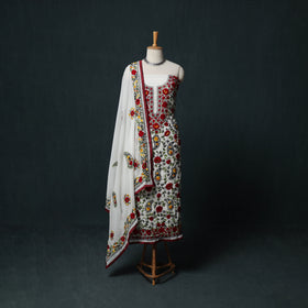 Hand Embroidered Georgette 3pc Unstitched Dress Material Suit Set 40