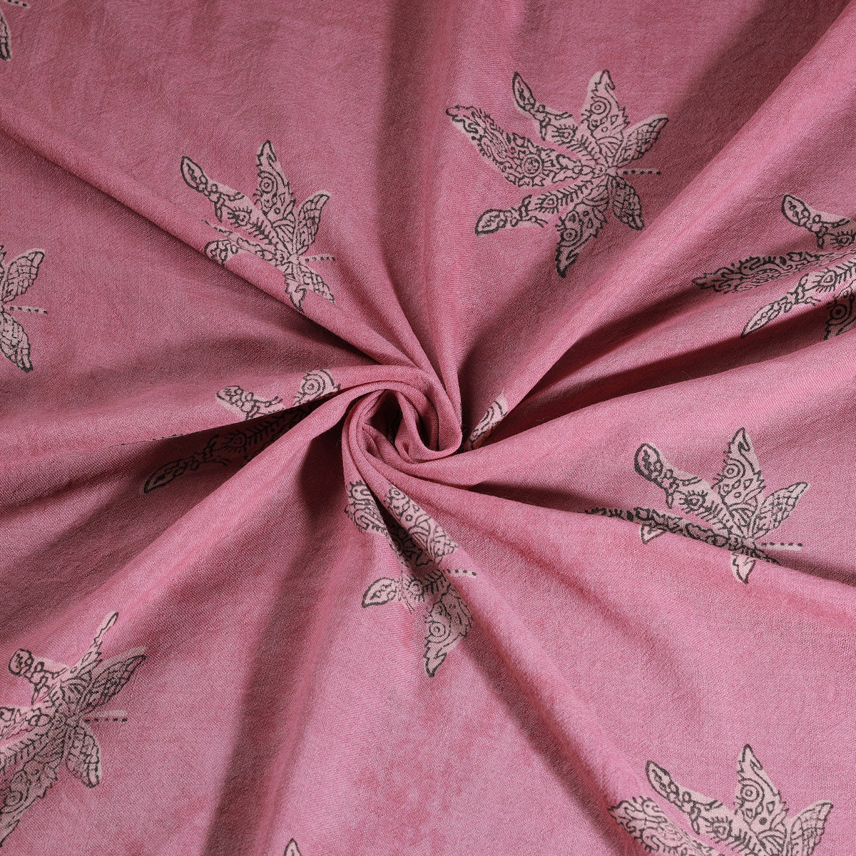 Pink - Pure Handwoven Merino Wool Fabric in Akola Block Prints 13