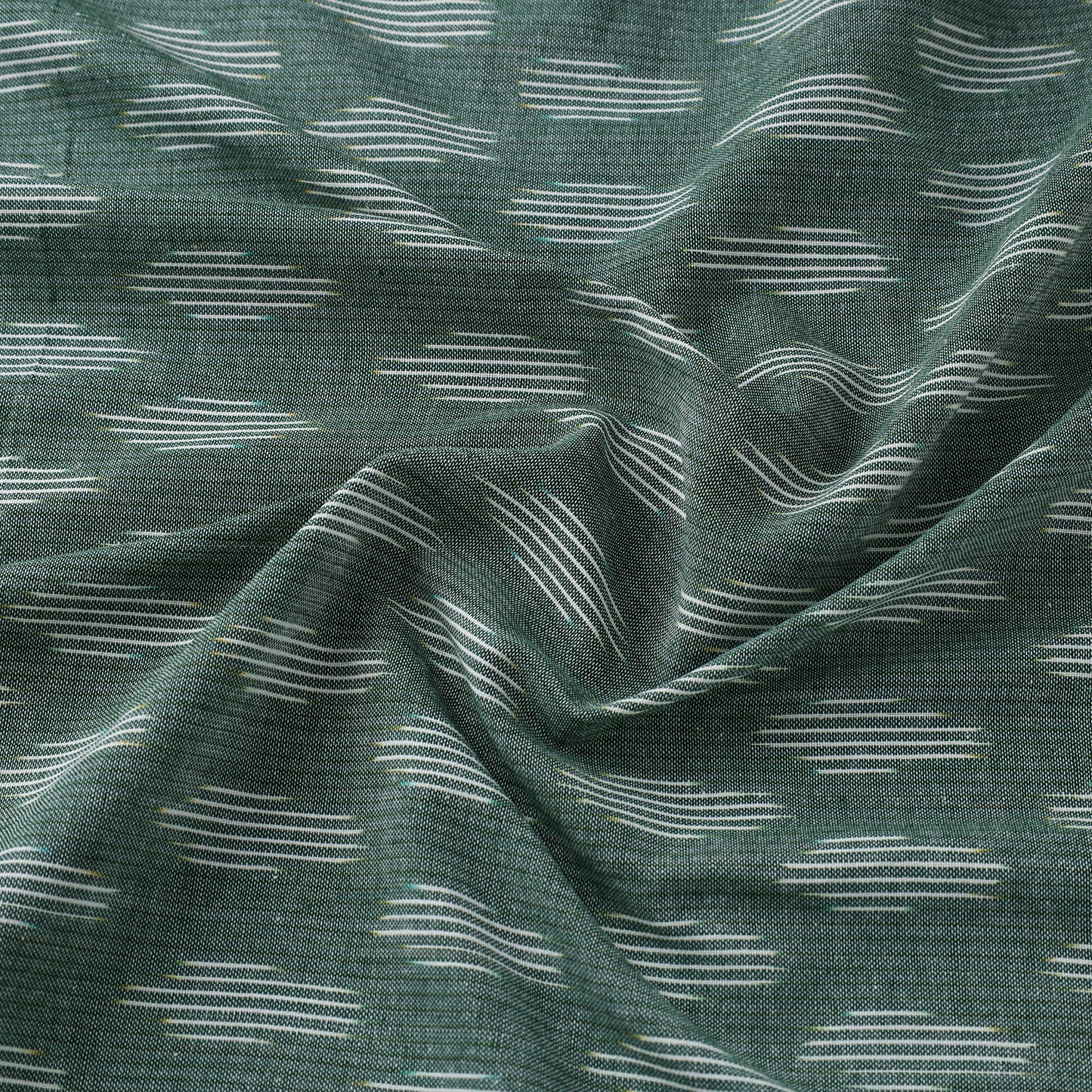 Green Cotton Pochampally Ikat Fabric