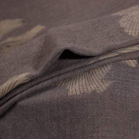 Grey - Pure Handwoven Merino Wool Fabric in Akola Block Prints 12
