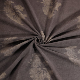 Grey - Pure Handwoven Merino Wool Fabric in Akola Block Prints 12