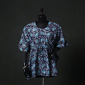 Blue - Hand Block Batik Print Cotton Kaftan (Short) 36