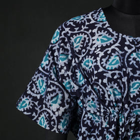 Blue - Hand Block Batik Print Cotton Kaftan (Short) 36