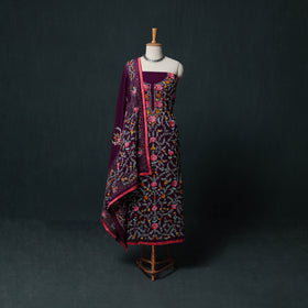 Hand Embroidered Georgette 3pc Unstitched Dress Material Suit Set 43