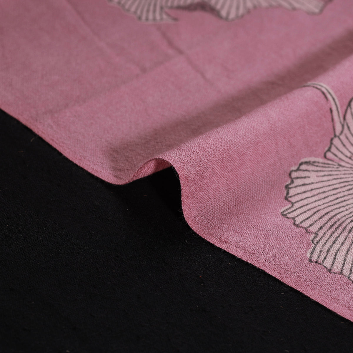 Pink - Pure Handwoven Merino Wool Fabric in Akola Block Prints 10