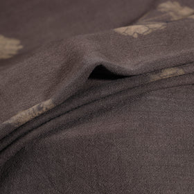 Grey - Pure Handwoven Merino Wool Fabric in Akola Block Prints 09