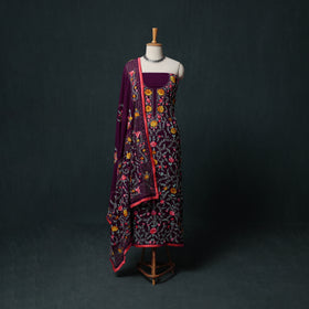 Hand Embroidered Georgette 3pc Unstitched Dress Material Suit Set 44