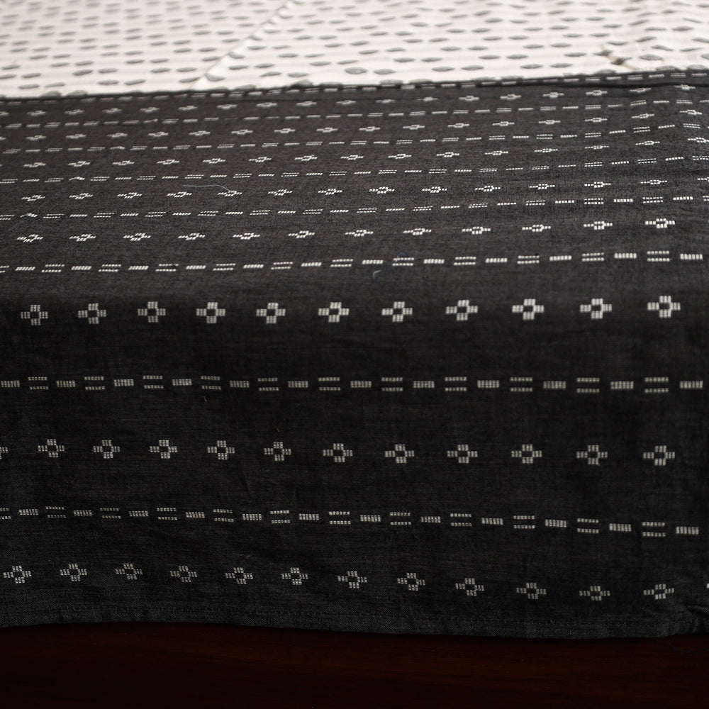 Black - Jacquard Patchwork Cotton Double Bed Cover with Pillow Covers (108 x 83 in) 14