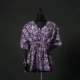 Purple - Hand Block Batik Print Cotton Kaftan (Short) 39