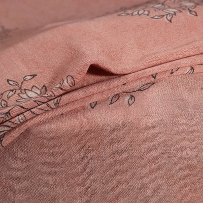 Peach - Pure Handwoven Merino Wool Fabric in Akola Block Prints 08
