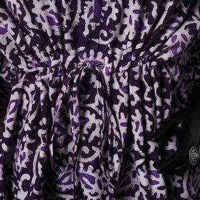 Purple - Hand Block Batik Print Cotton Kaftan (Short) 39