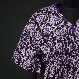 Purple - Hand Block Batik Print Cotton Kaftan (Short) 39